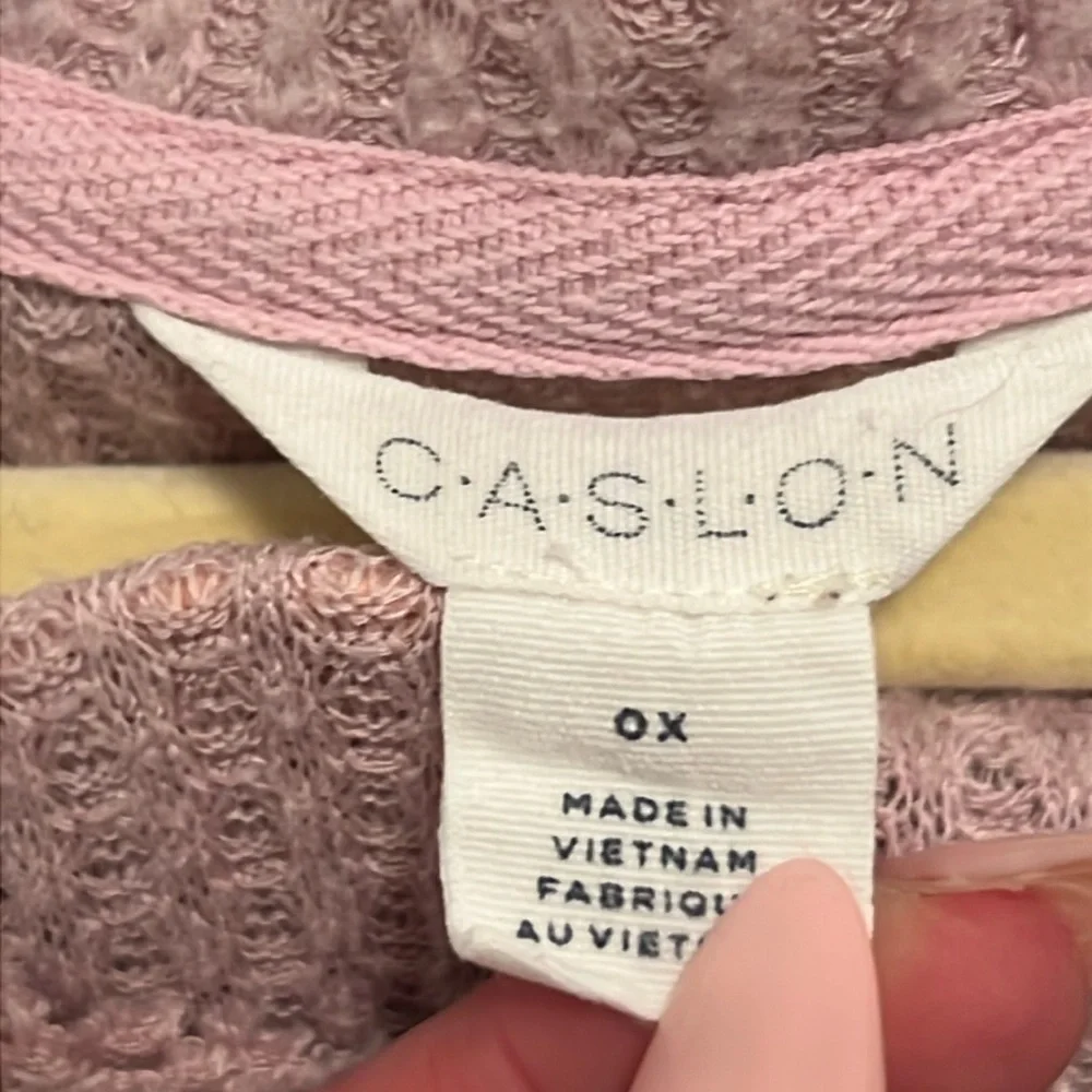 Caslon Waffle Knit Henley Top Pink 0X - Picture 10 of 11